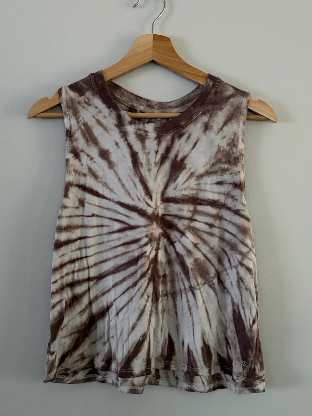 Sleeveless Tie-Dye Muscle Tank Top - Brown & White